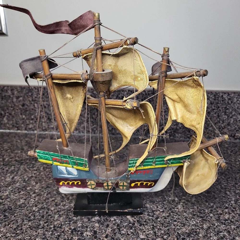 Vintage Christopher Columbus Fleet‎ Ship Set 1960's Maritime Decor Handcrafted